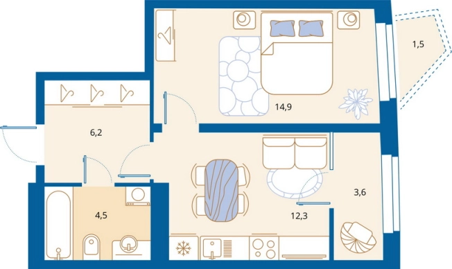 Купить однокомнатную квартиру в районе Октябрьский в Пензе. Вариант № 6824175, 0, площадь -  квм, цена 5160000 рублей