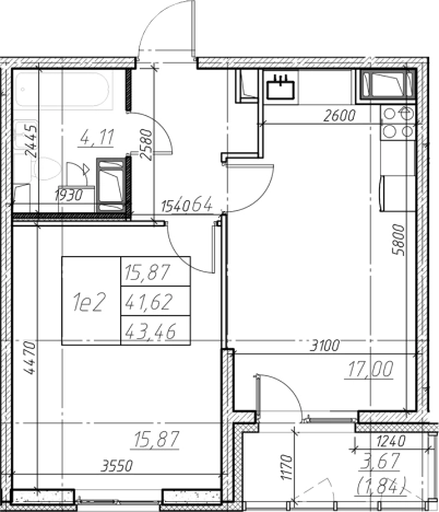 Купить двухкомнатную квартиру в ЖК Левитан в Мурине. Вариант № 6852365, 0, площадь -  квм, цена 6555150 рублей