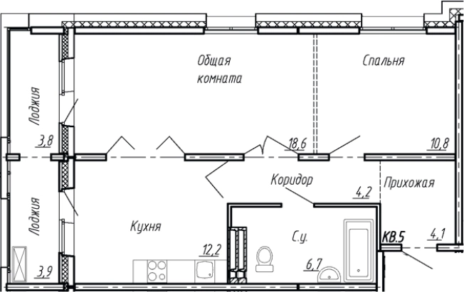 . Вариант № 7784035, 0, площадь - 56.6 квм, цена 8487600 рублей
