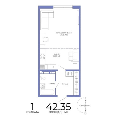 Купить однокомнатную квартиру на улице Побочинская в Пензе. Вариант № 127921, 0, площадь -  квм, цена 3896200 рублей