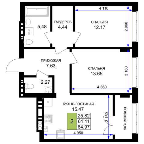 Купить квартиру в новостройках на улице Горького в Калининграде. Вариант № 103746, 0, площадь -  квм, цена 7666460 рублей