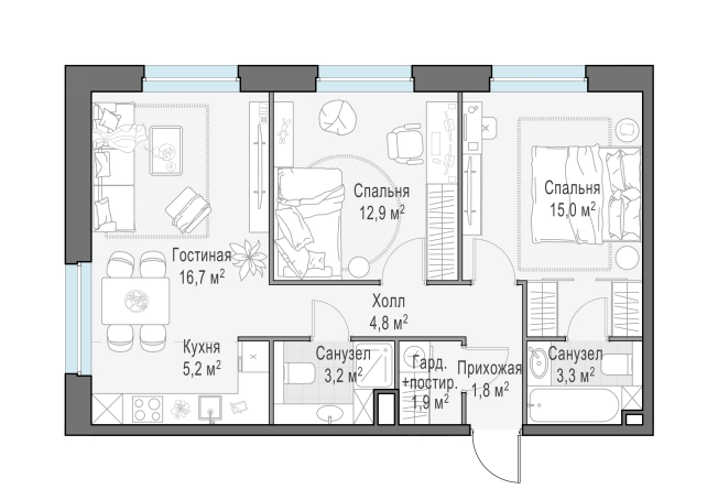Купить трехкомнатную квартиру в ЖК Белый Grad в Мытищах. Вариант № 167520, 0, площадь -  квм, цена 13900000 рублей