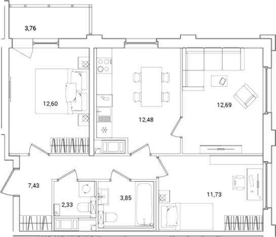 Купить трехкомнатную квартиру в новостройках у метро Проспект Просвещения в Санкт-Петербурге. Вариант № 8163067, 0, площадь -  квм, цена 14973696 рублей