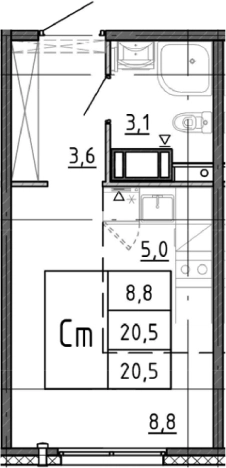 Купить Студию в ЖК Ручьи 2 в Санкт-Петербурге. Вариант № 9510805, 0, площадь -  квм, цена 4286345 рублей