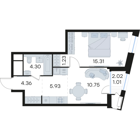 . Вариант № 3594378, 0, площадь - 42.89 квм, цена 14891890 рублей