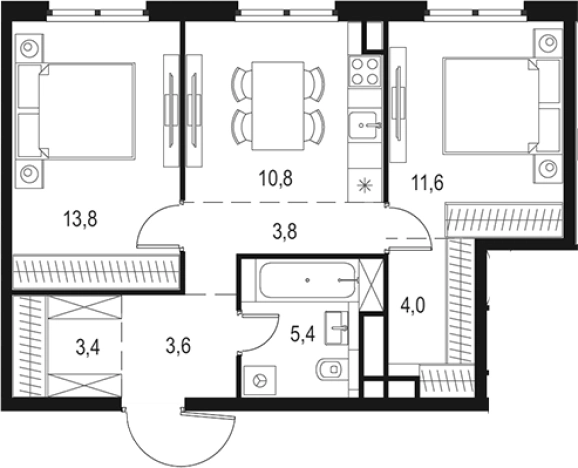 Купить двухкомнатную квартиру в ЖК Level Нижегородская в Москве. Вариант № 3567498, 0, площадь - квм, цена 19202453 рублей