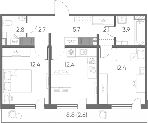 Купить двухкомнатную квартиру на улице Рябиновая роща в Всеволожске. Вариант № 8092849, 0, площадь -  квм, цена 9763473 рублей