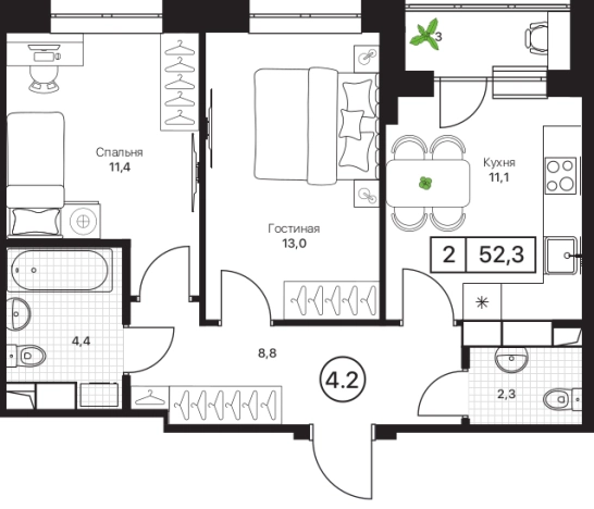 Купить двухкомнатную квартиру в ЖК Пушкино Град в Пушкине. Вариант № 10422076, 0, площадь -  квм, цена 10983000 рублей