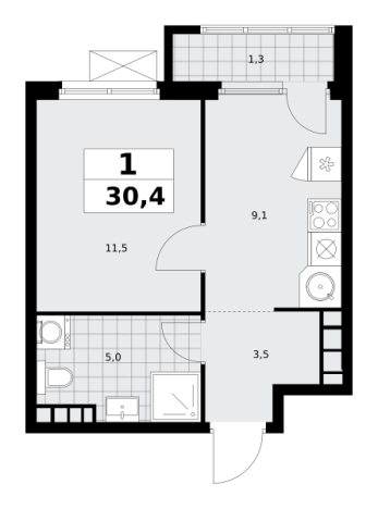 Купить однокомнатную квартиру в ЖК Южные сады в Москве. Вариант № 116724, 0, площадь -  квм, цена 16020800 рублей
