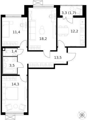 Купить квартиру на улице Ленинградское шоссе в Москве. Вариант № 9818207, 0, площадь - квм, цена 23218140 рублей