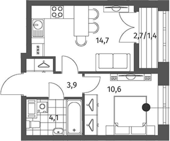 Купить однокомнатную квартиру в Ленинградской области. Вариант № 5258860, 0, площадь -  квм, цена 8022000 рублей