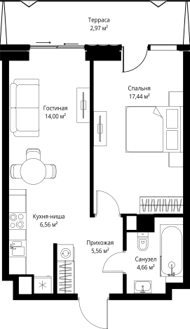 Купить однокомнатную квартиру у метро Хорошево в Москве. Вариант № 154514, 0, площадь -  квм, цена 37563222 рублей