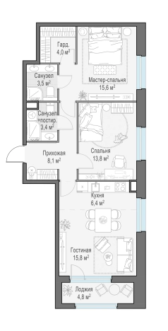 . Вариант № 167393, 0, площадь - 73 квм, цена 16520000 рублей