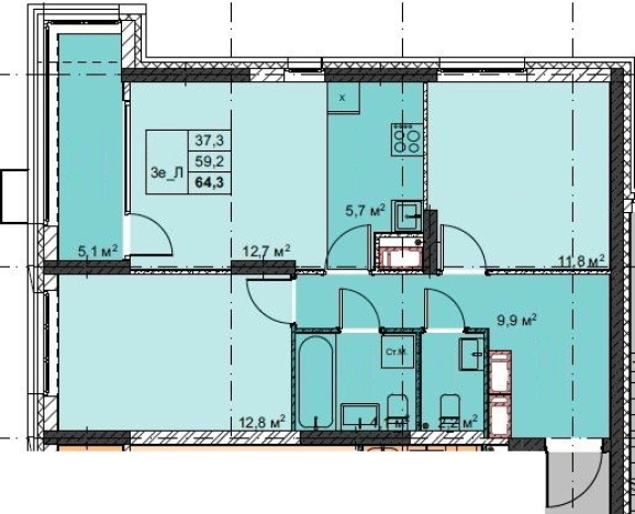 Купить трехкомнатную квартиру в ЖК Футурист в Владивостоке. Вариант № 1140756, 0, площадь -  квм, цена 15573460 рублей