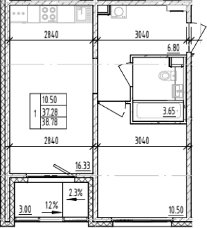 Купить однокомнатную квартиру в новостройках на улице Большая Балтийская в Ленинградской области. Вариант № 6854343, 0, площадь -  квм, цена 9473838 рублей