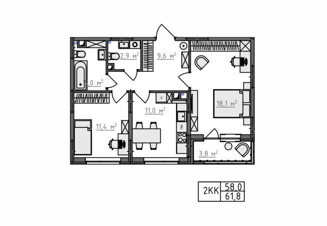 Купить двухкомнатную квартиру в новостройках в ЖК Квартал Новаторов в Владимире. Вариант № 130661, 4, площадь -  квм, цена 6409300 рублей