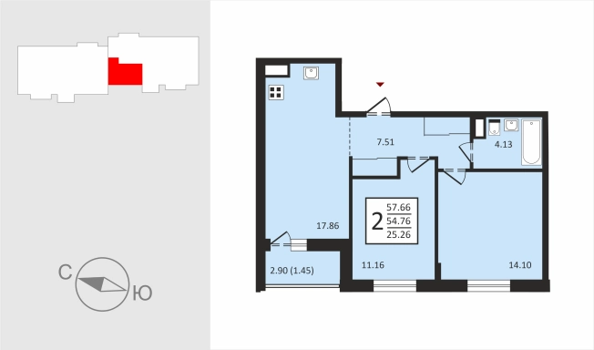 Купить двухкомнатную квартиру в ЖК Заречье Парк (Владимир) в Владимирской области. Вариант № 112799, 0, площадь -  квм, цена 6576570 рублей