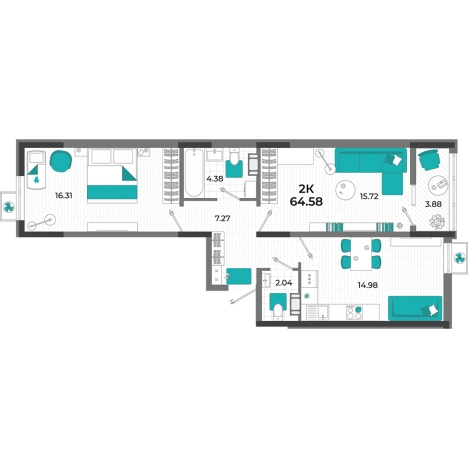 Купить квартиру в новостройках в Республике Крым. Вариант № 8235632, 1, площадь -  квм, цена 12141040 рублей