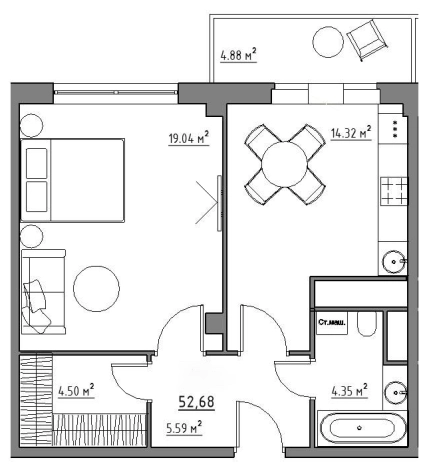 Купить однокомнатную квартиру на улице Сосновая в Видном. Вариант № 3569605, 0, площадь -  квм, цена 11290648 рублей