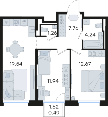 Купить двухкомнатную квартиру в ЖК GloraX Premium Гребной Канал в Нижнем Новгороде. Вариант № 9337170, 0, площадь -  квм, цена 16148647 рублей