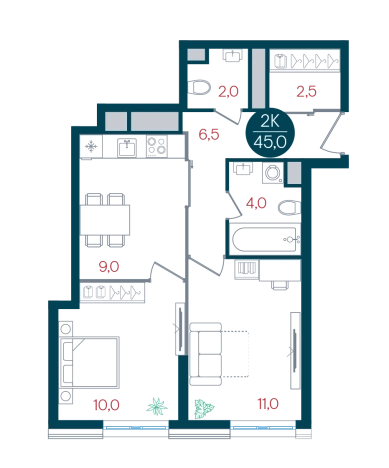 Купить двухкомнатную квартиру у метро Кантемировская в Москве. Вариант № 8948588, 0, площадь - квм, цена 15651800 рублей