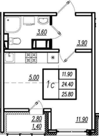 Купить Студию на улице Чарушинская в Санкт-Петербурге. Вариант № 8092545, 0, площадь -  квм, цена 5038290 рублей