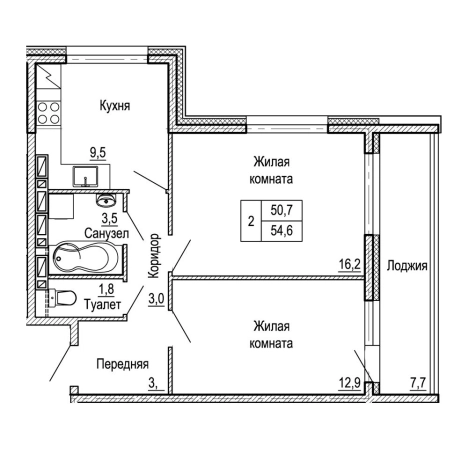 Купить двухкомнатную квартиру в районе Ленинский в Владивостоке. Вариант № 9414976, 0, площадь -  квм, цена 8568378 рублей