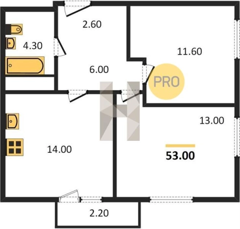 Купить двухкомнатную квартиру в ЖК Истории в Ижевске. Вариант № 62006, 0, площадь -  квм, цена 4383540 рублей