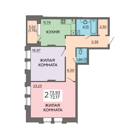 Купить квартиру в новостройках в ЖК Маяковский в Воронеже. Вариант № 81228, 0, площадь -  квм, цена 9891834 рублей