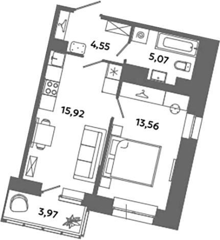 Купить квартиру в ЖК Загляденье в Ленинградской области. Вариант № 6631564, 0, площадь - квм, цена 5995726 рублей