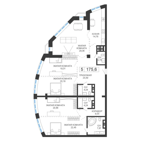 Купить четырехкомнатную квартиру в Приморском крае. Вариант № 6057934, 0, площадь -  квм, цена 45656000 рублей