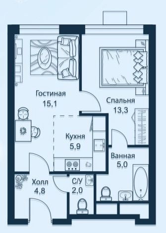 Купить квартиру в районе Можайский в Москве. Вариант № 52862, 43, площадь - квм, цена 15600000.0000 рублей