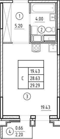 Купить Студию у метро Горный институт в Санкт-Петербурге. Вариант № 6231353, 0, площадь -  квм, цена 12685499 рублей