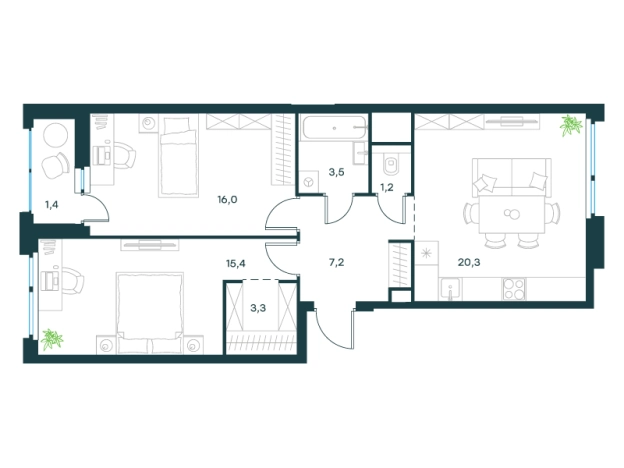 Купить двухкомнатную квартиру в Красногорске. Вариант № 148645, 0, площадь -  квм, цена 34373767 рублей