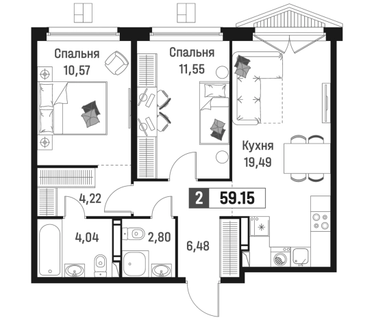 Купить трехкомнатную квартиру в Мурине. Вариант № 6867181, 0, площадь -  квм, цена 11258471 рублей