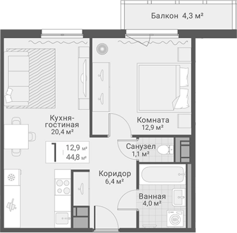 Купить двухкомнатную квартиру в ЖК Руднева, 15 в Санкт-Петербурге. Вариант № 7603698, 0, площадь -  квм, цена 12850000 рублей