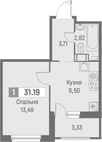 Купить однокомнатную квартиру на вторичке на улице 1-й Предпортовый проезд в Санкт-Петербурге. Вариант № 9099691, 0, площадь -  квм, цена 7104595 рублей