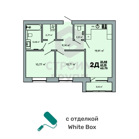Купить квартиру в новостройках в Коврове. Вариант № 1918565, 0, площадь -  квм, цена 6173629 рублей
