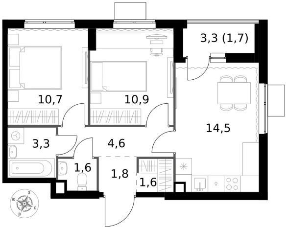 Купить двухкомнатную квартиру у метро Щелковская в Москве. Вариант № 9716599, 0, площадь -  квм, цена 20665320 рублей