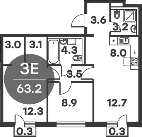 Купить трехкомнатную квартиру в Одинцове. Вариант № 157337, 0, площадь -  квм, цена 9512232 рублей
