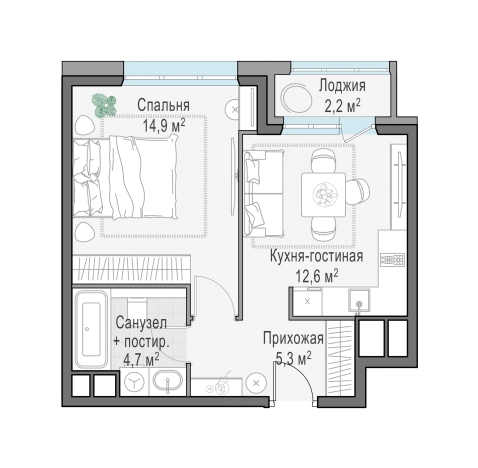 Купить однокомнатную квартиру на улице Чистяковой в Одинцове. Вариант № 123143, 0, площадь - квм, цена 12930000 рублей