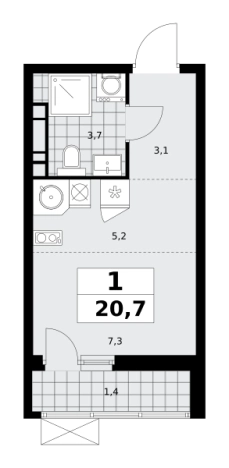 Купить однокомнатную квартиру у метро Потапово в Москве. Вариант № 1008060, 0, площадь -  квм, цена 10176327 рублей
