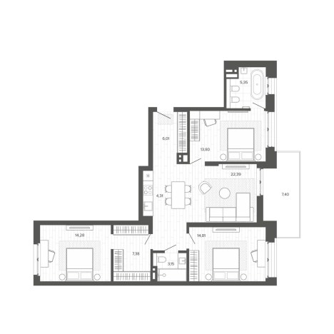 Купить четырехкомнатную квартиру на улице Сибирский проспект в Барнауле. Вариант № 2521158, 0, площадь -  квм, цена 16992000 рублей