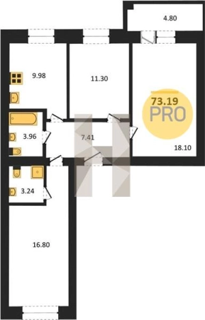 Купить трехкомнатную квартиру в Микрорайоне 2-й, Северо-Западный жилой район в Ижевске. Вариант № 75122, 0, площадь -  квм, цена 5921071 рублей