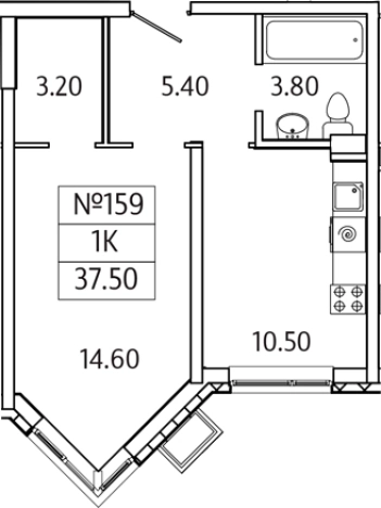 Купить однокомнатную квартиру в новостройках у метро Домодедовская в Московской области. Вариант № 128729, 0, площадь -  квм, цена 5653596 рублей