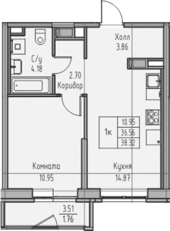 Купить двухкомнатную квартиру в ЖК Юнтолово в Санкт-Петербурге. Вариант № 7834760, 0, площадь -  квм, цена 8285408 рублей