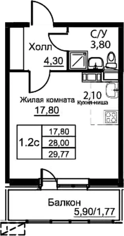 Купить Студию в ЖК Кашинцево в Московской области. Вариант № 121646, 0, площадь -  квм, цена 3870100 рублей