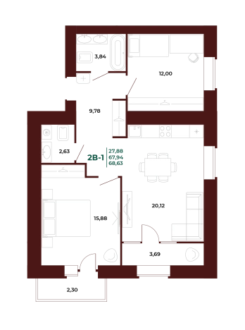 Купить двухкомнатную квартиру в новостройках на улице проспект Строителей в Пензе. Вариант № 418670, 0, площадь -  квм, цена 8455820 рублей