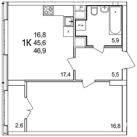 Купить однокомнатную квартиру в ЖК Анкудиновский Парк в Нижегородской области. Вариант № 114212, 0, площадь -  квм, цена 6706700 рублей