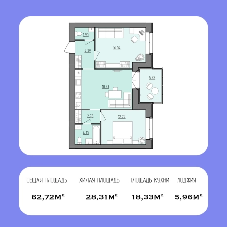 Купить двухкомнатную квартиру в Ярославской области. Вариант № 978326, 0, площадь -  квм, цена 6696000 рублей